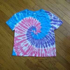 Psychedelic Spiral Hippie Turquoise/Pink/Purple tie dye tshirt